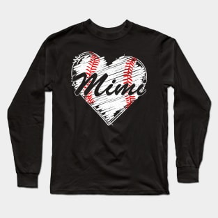 Baseball Mimi Retro Heart Baseball Grandma Mother's Day Long Sleeve T-Shirt